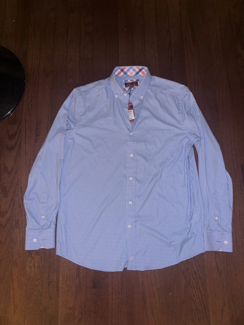 Johnston & Murphy Light Blue Gingham Button-Down Shirt